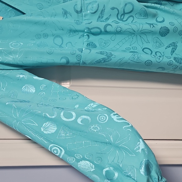 Never Fully Dressed Long Sleeve Wrap Midi Dress: Blue Print: Size- US 4 - Picture 5 of 14